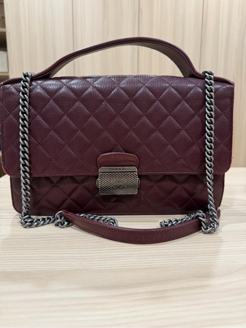 Chanel CC University Quilted Goatskin Flap Bag